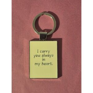 Hallmark I Carry You Always In My Heart Photo Key Chain Cream Metal Frame